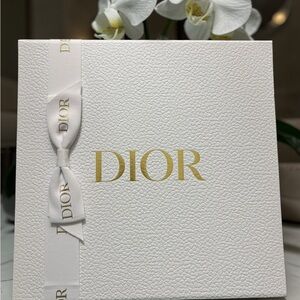 Dior White and Gold Logo Gift Box with Branded Ribbon